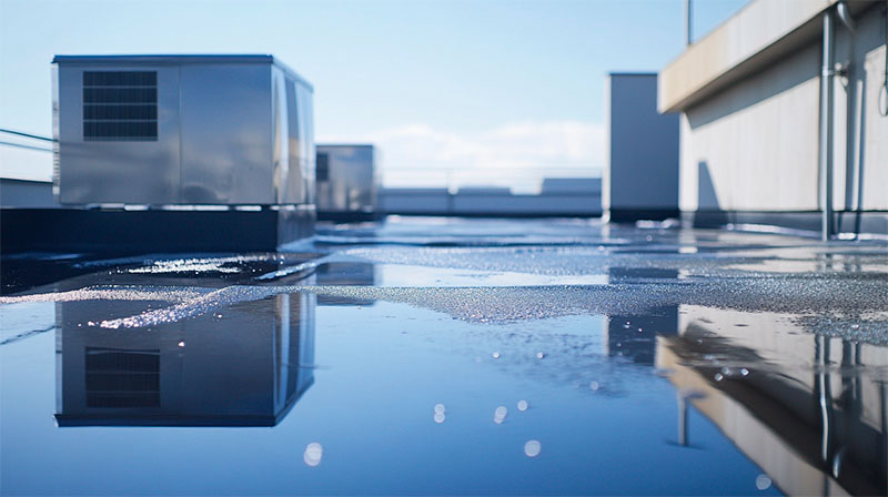 Commercial Flat Roofing Inspection Water Pooling Warning