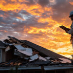 Storm damage roof repair emergency response Louisiana homeowner inspecting roof damage