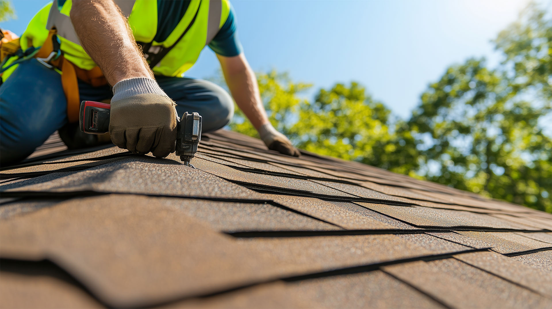 A professional roofing contractor performing a quality architectural shingle installation, a key consideration for homeowners deciding on a metal vs shingle roof