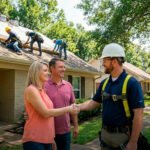 roofing contractor shaking hands with Shreveport homeowner